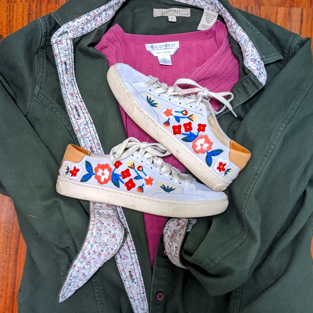 Anthropologie floral leather shoes